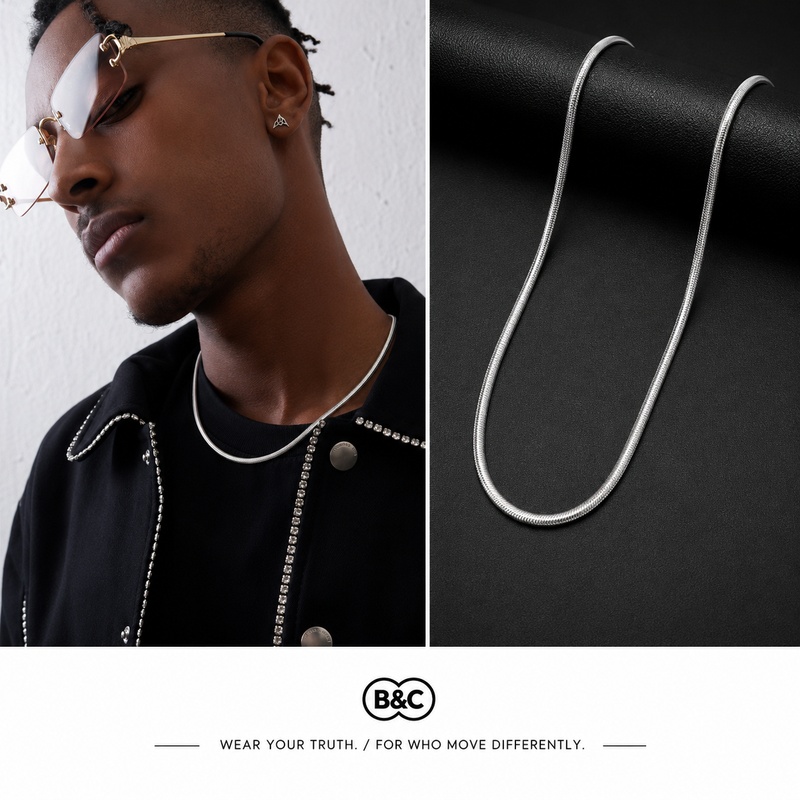 Hip Hop Chain Necklace - B&C 3MM Hip Hop Street Men