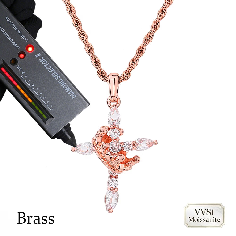 Hip Hop Chain Necklace - ICEBLING VVS1 Moissanite Crown Cross Pendant