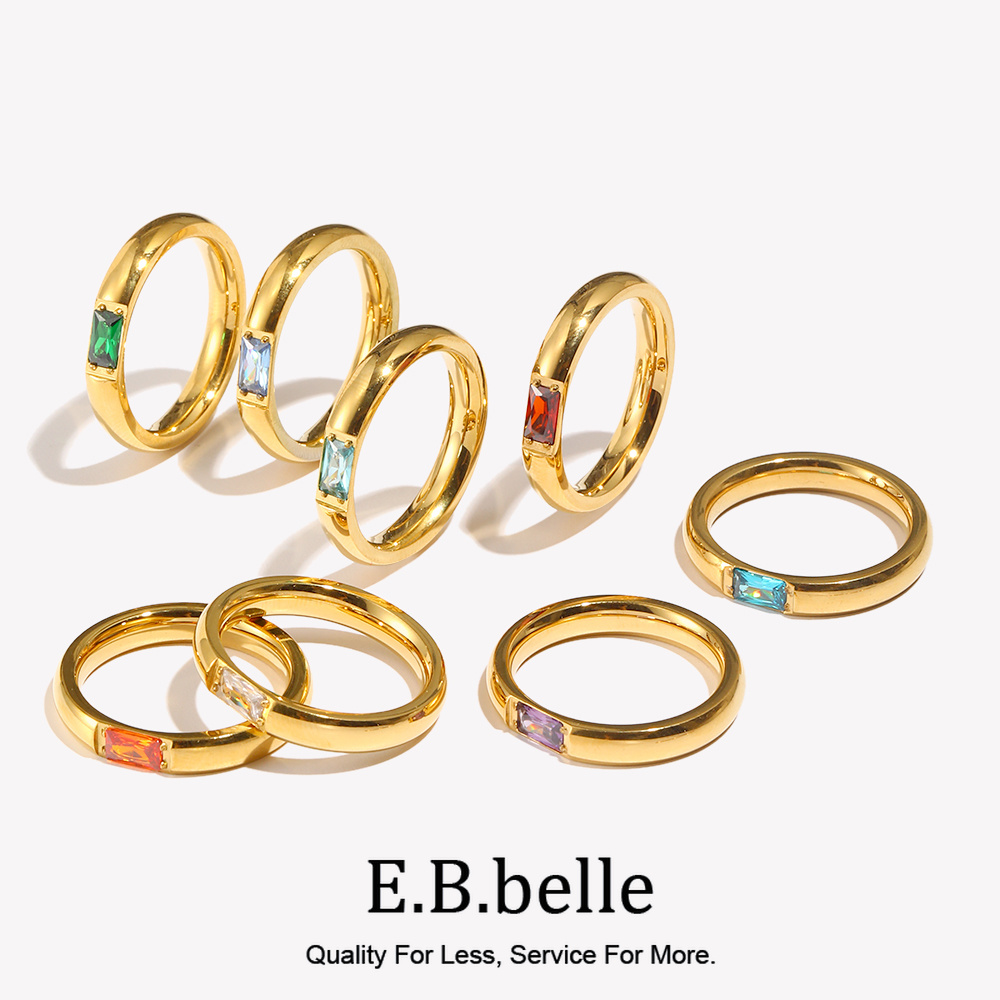 E.B.belle 18K Gold Plated Shin - огляд і ціна Birthstone Ring Set