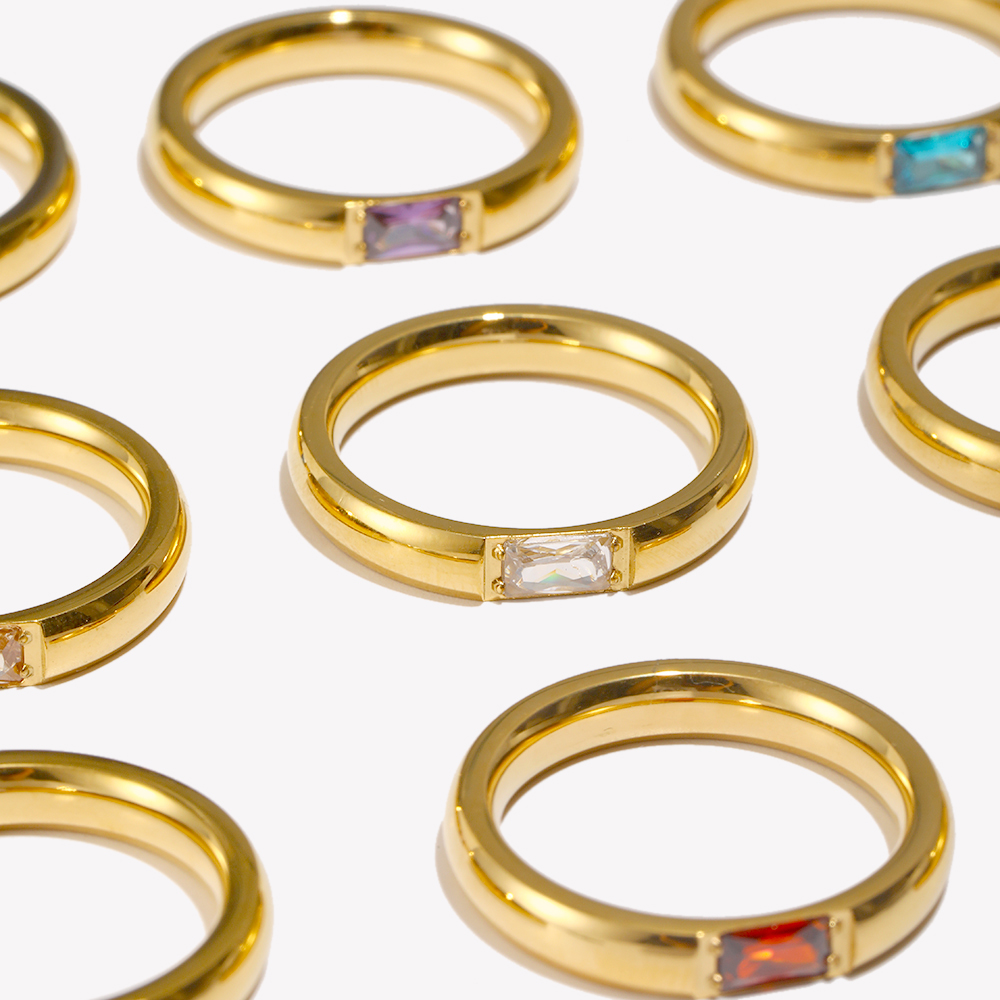 E.B.belle 18K Gold Plated Shin - огляд і ціна Birthstone Ring Set