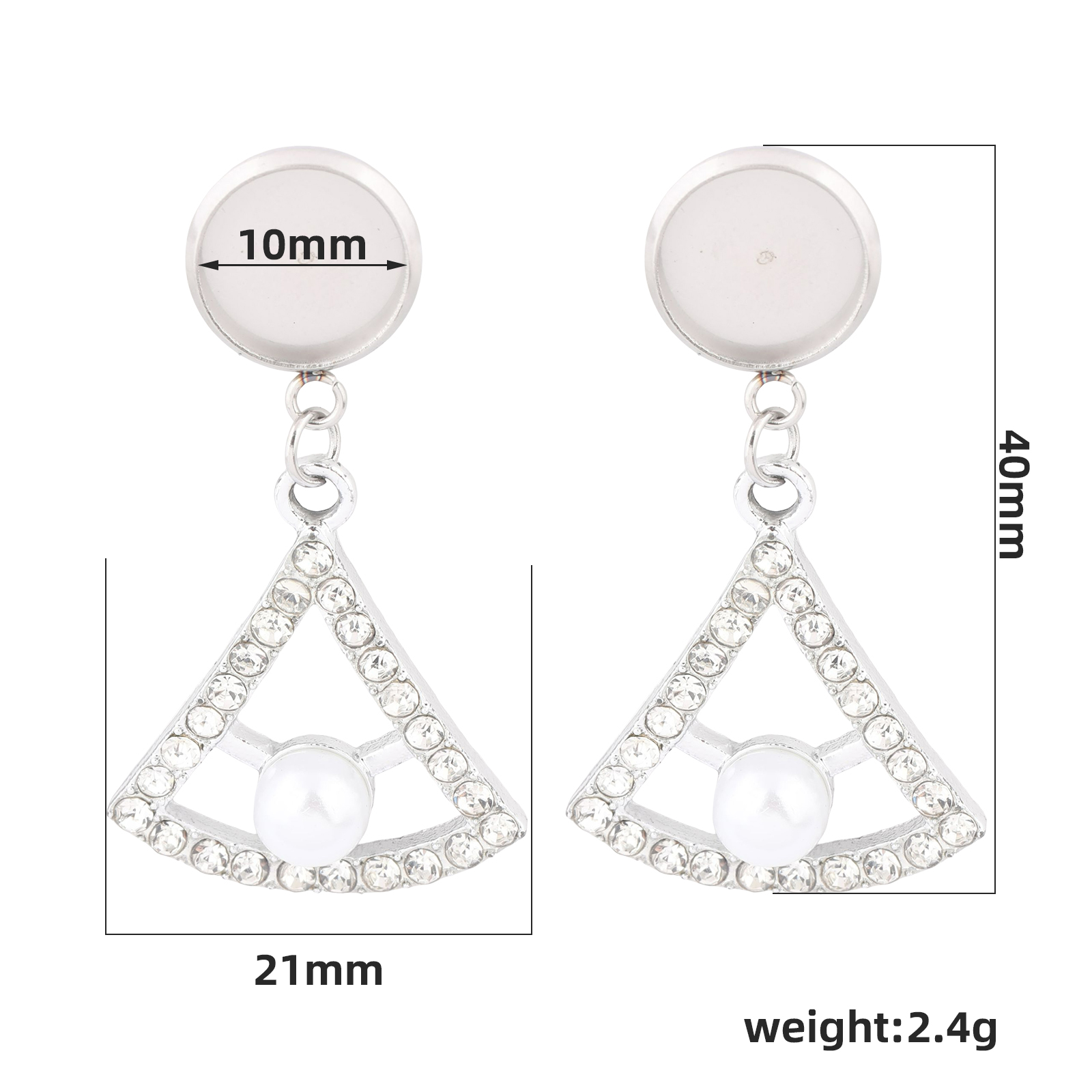 10pcs Stainless Steel Fit 10mm - огляд і ціна Pearl Stud Earrings