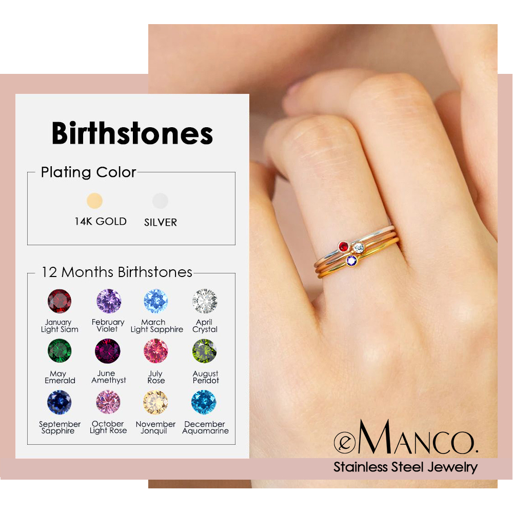 EMANCO Stainless Steel Birthst - огляд і ціна Birthstone Ring Set