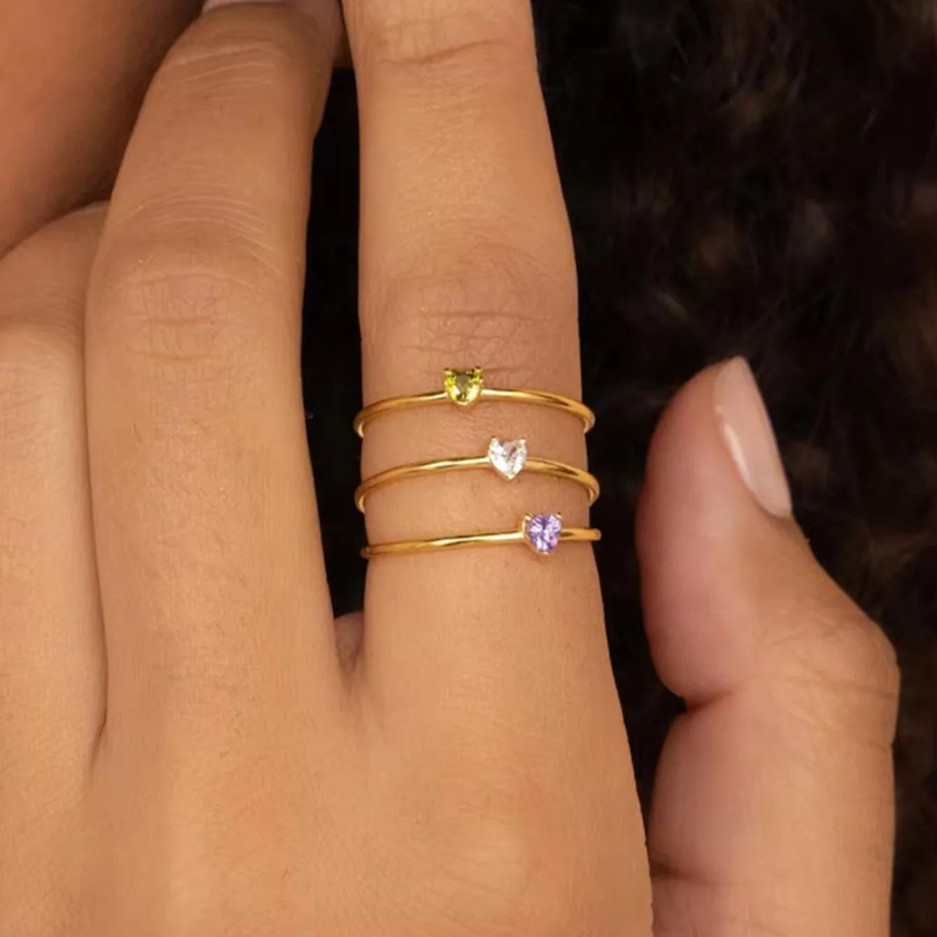 12 Birthstone Zirconia Heart R - огляд і ціна Birthstone Ring Set
