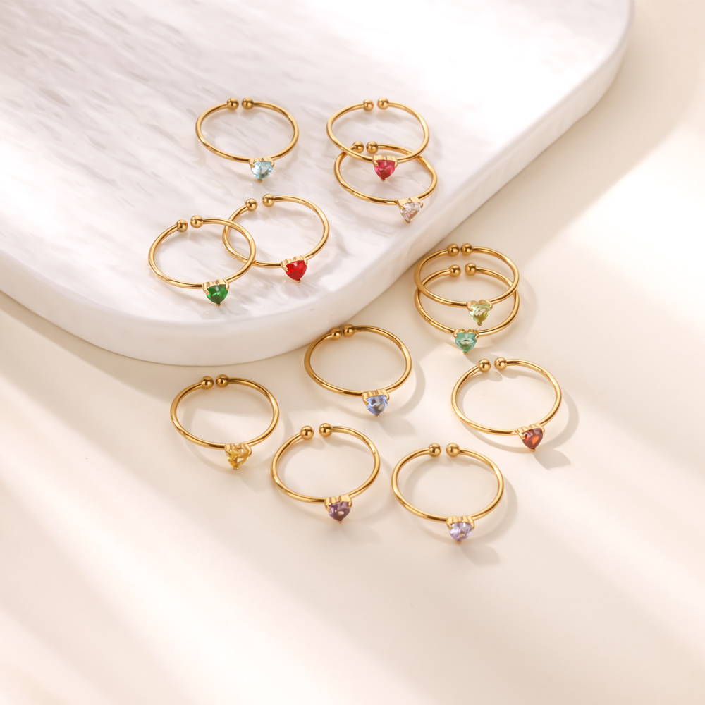 12 Birthstone Zirconia Heart R - огляд і ціна Birthstone Ring Set