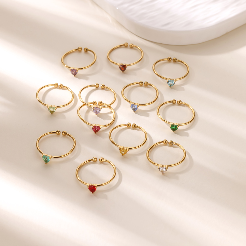 12 Birthstone Zirconia Heart R - огляд і ціна Birthstone Ring Set