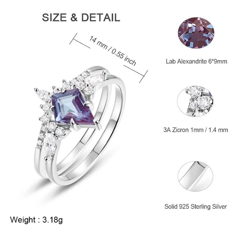 ALLNOEL Kite Cut 0.91ct Alexan - огляд і ціна Birthstone Ring Set