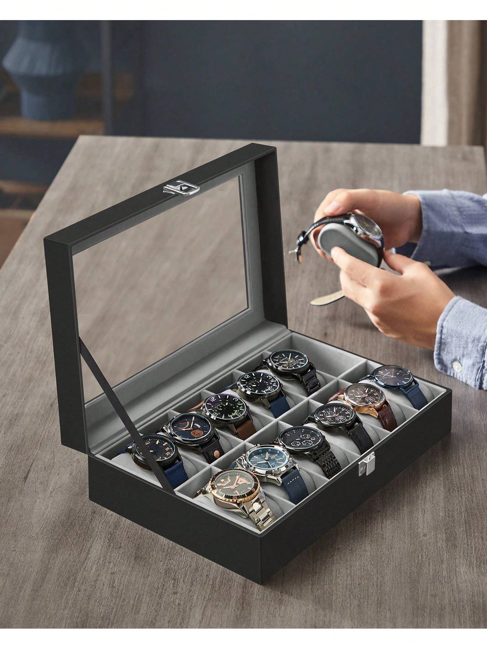 12-Slot Lockable Watch Box wit - огляд і ціна Jewelry Organizer Watches