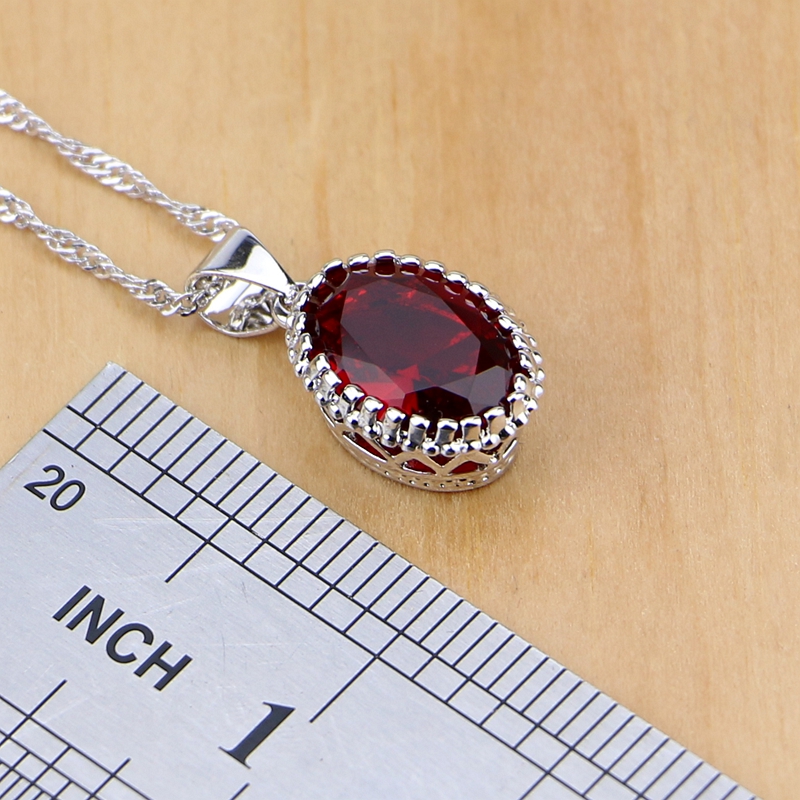 Natural 925 Silver Jewelry Red - огляд і ціна Birthstone Ring Set