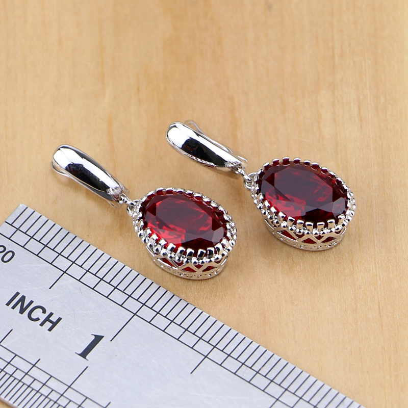 Natural 925 Silver Jewelry Red - огляд і ціна Birthstone Ring Set