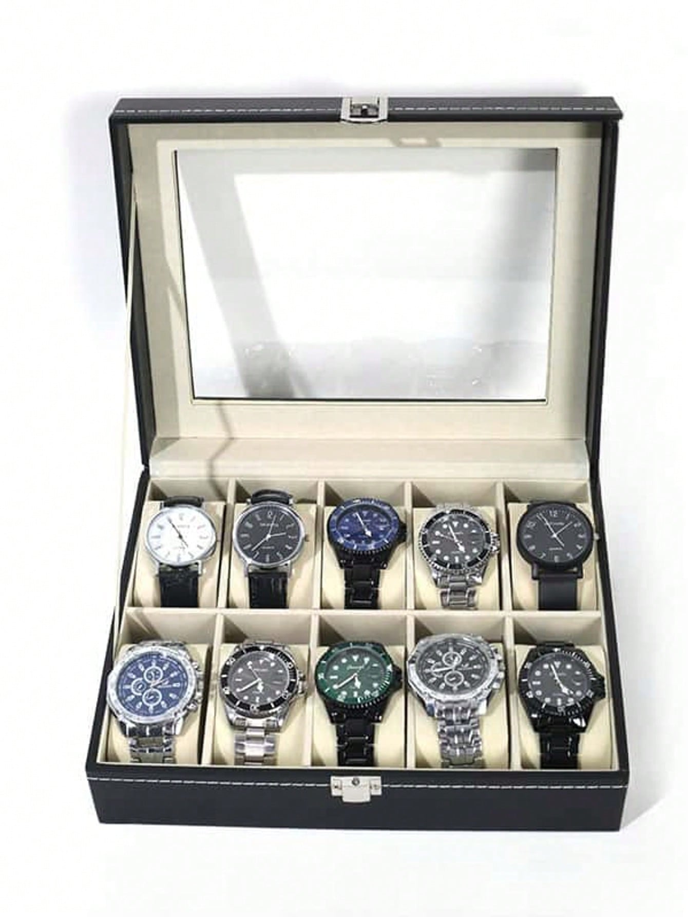 Leather Watch Box with Lock, L - огляд і ціна Jewelry Type Watches