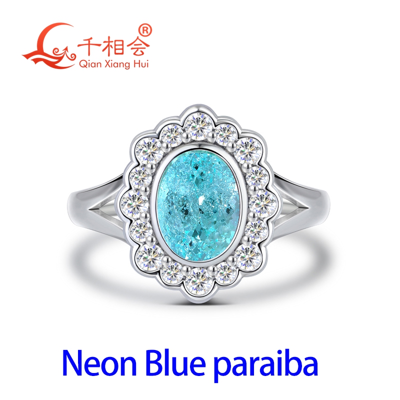 Lab Grown Oval Paraiba Tourmal - огляд і ціна Moissanite Ring