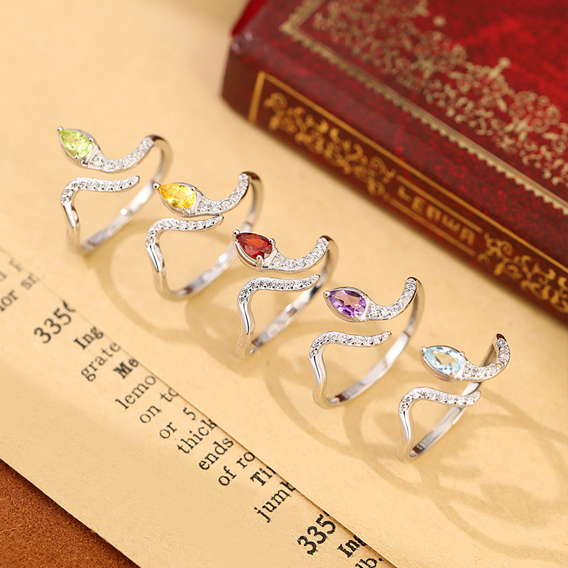 925 Sterling Silver Wedding Sn - огляд і ціна Birthstone Ring Set