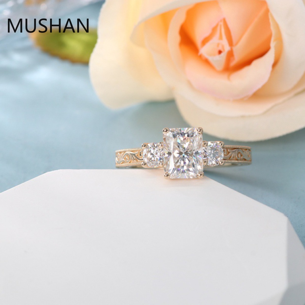 MUSHAN Luxury Custom 14K 18K G - огляд і ціна Moissanite Ring
