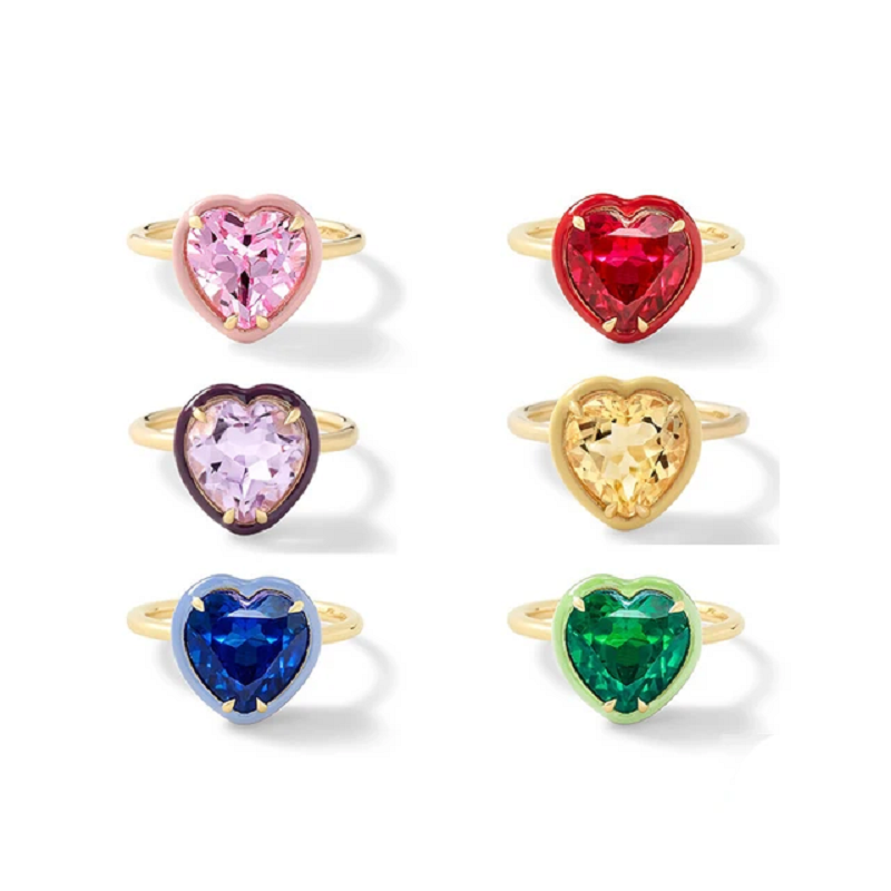 Colorful Heart Shaped Cubic Zi - огляд і ціна Birthstone Ring Set