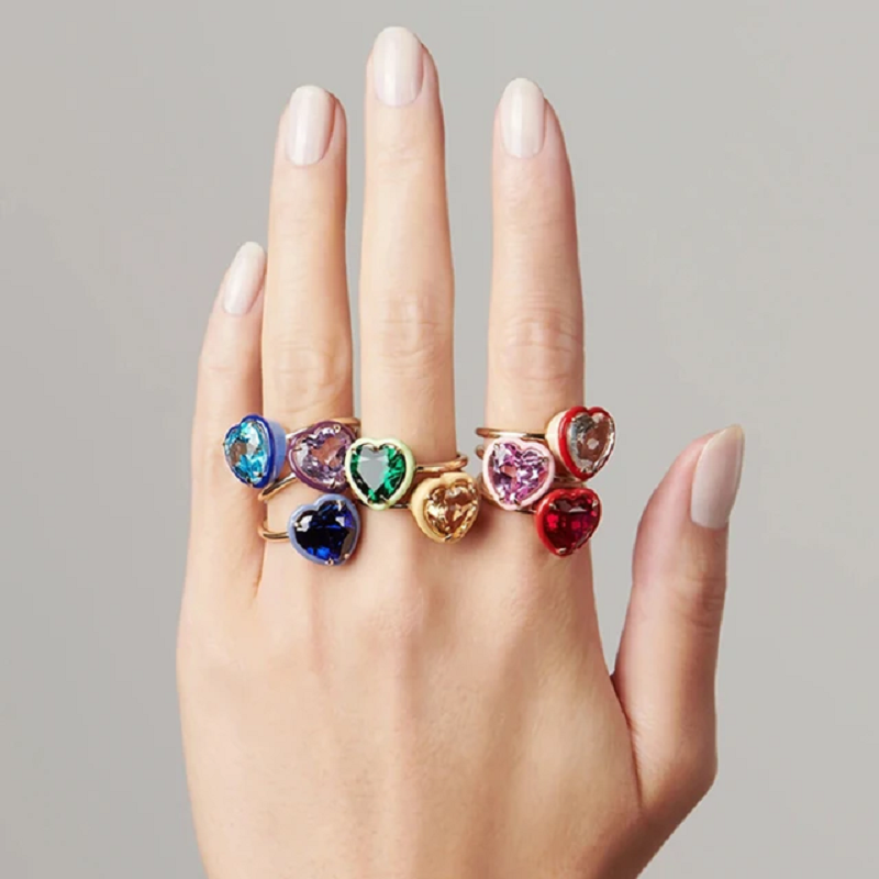 Colorful Heart Shaped Cubic Zi - огляд і ціна Birthstone Ring Set