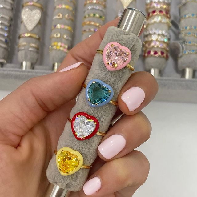 Colorful Heart Shaped Cubic Zi - огляд і ціна Birthstone Ring Set